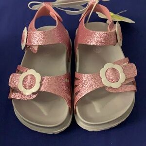 Metallic‎ Pink Sandals with Glittery Finish and Adjustable Straps